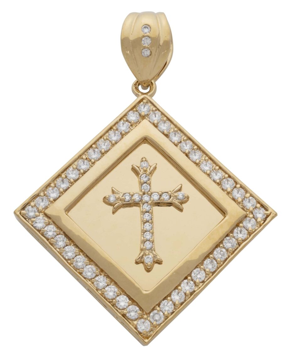 CZ Framed Cross Pendant