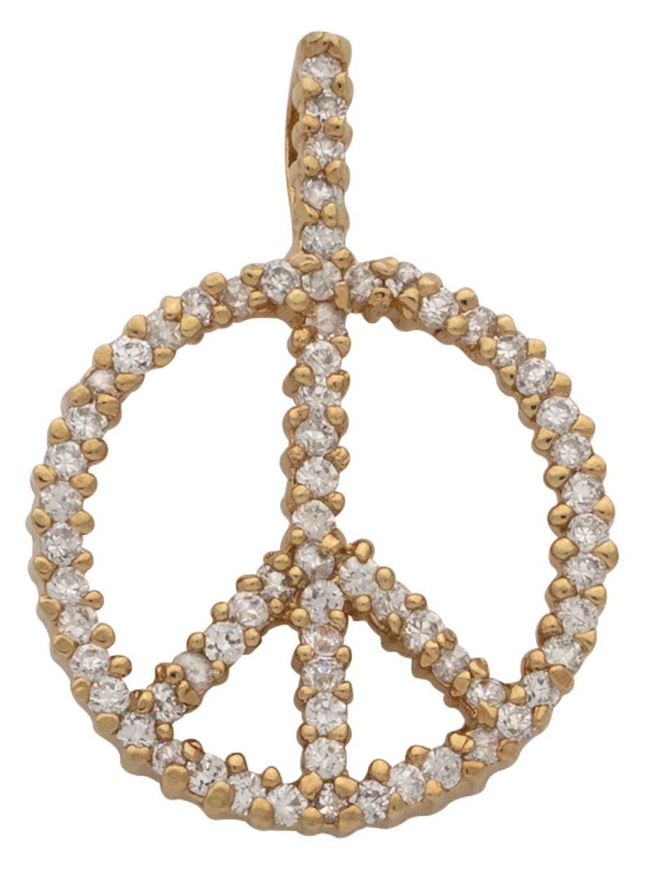 CZ Peace Sign Pendant