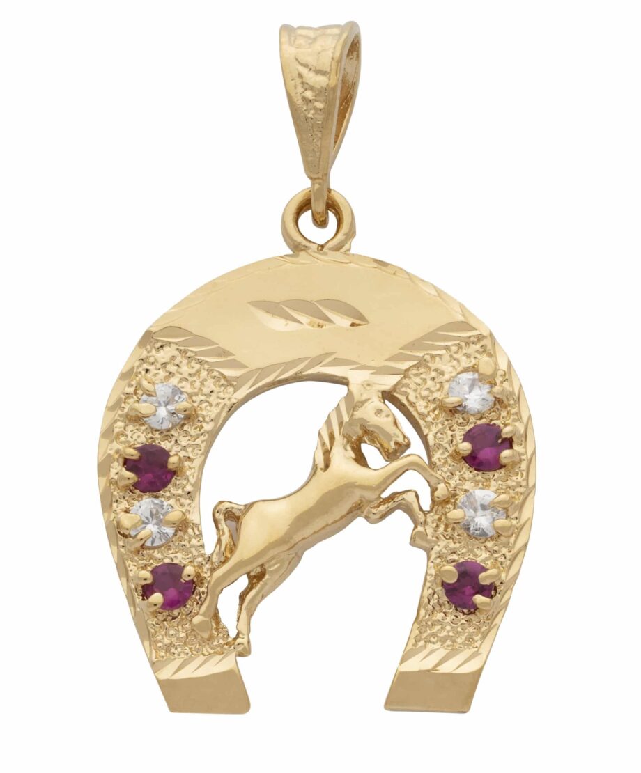 CZ Horseshoe with Horse Pendant