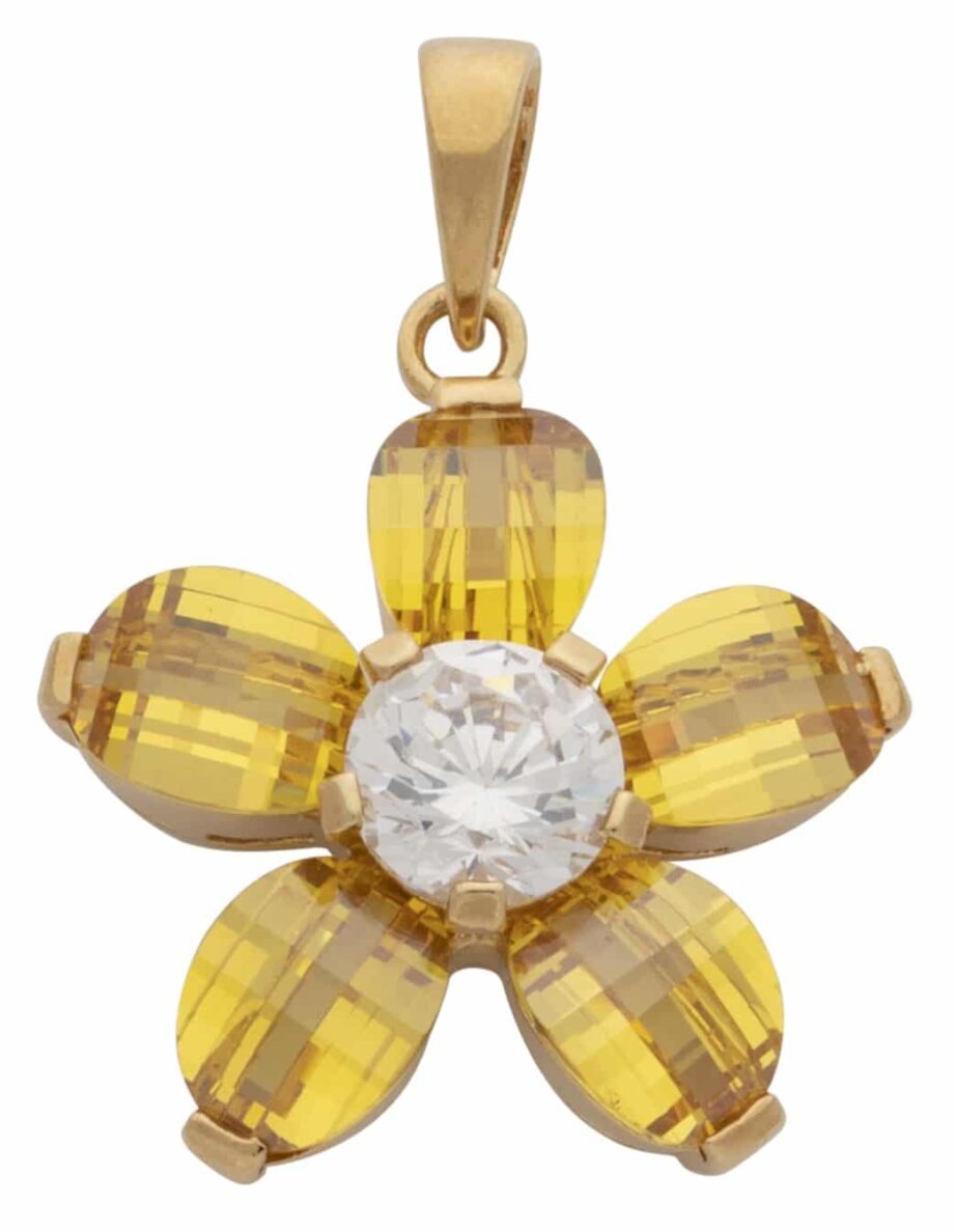 CZ Yellow FLower Pendant