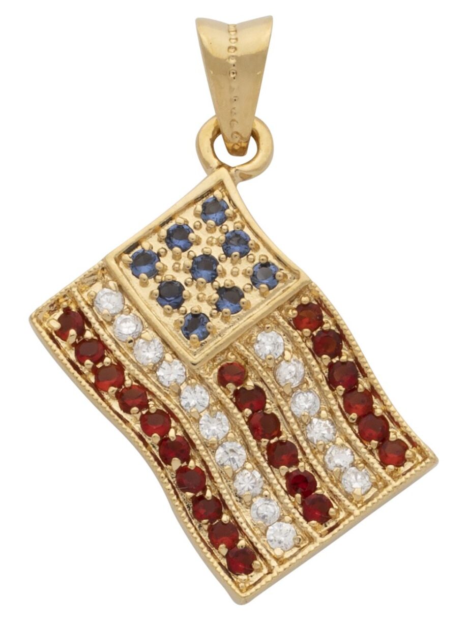 CZ American Flag Pendant