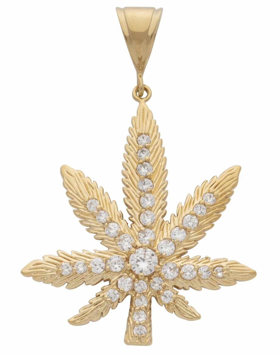 CZ Hemp Leaf Pendant