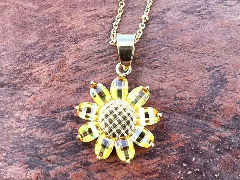 CZP-546 | CZ Yellow Sunflower Pendant - Image 2