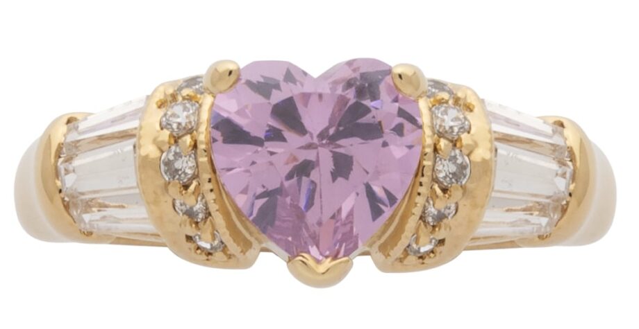 LR-001P | Ladies Ring CZ Pink Heart - Image 2